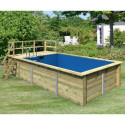 Piscine rectangulaire en bois 44mm Größe 3 avec une terrasse - Karibu