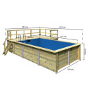 Piscine rectangulaire en bois 44mm Größe 3 avec deux terrasses - Karibu