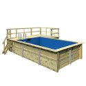 Piscine rectangulaire en bois 44mm Größe 3 avec deux terrasses - Karibu