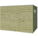 Abri Qube 6,3m² en bois traité autoclave 27mm avec porte simple battante + fenêtre – Gardenas