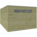 Abri Qube 12,6m² en bois traité autoclave 27mm avec porte double battante + fenêtre – Gardenas