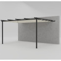 Pergola adossée en aluminium gris anthracite 400x300cm avec toile d'ombrage beige 250gr/m² LIBROS - Essency