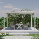 Pergola bioclimatique en aluminium blanc 300x300cm avec lames blanches TORINAS - Essency