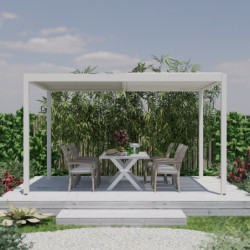 Pergola bioclimatique en aluminium blanc 300x300cm avec lames blanches TORINAS - Essency