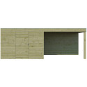 Abri Qube + extension 12m² en bois traité autoclave 27mm – Gardenas