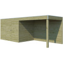 Abri Qube + extension 12m² en bois traité autoclave 27mm – Gardenas