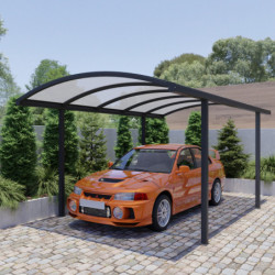 Carport 300x700cm en aluminium gris anthracite avec poteaux H250cm LUMINAR - Essency
