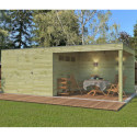 Abri Qube + extension 18m² en bois traité autoclave 27mm – Gardenas