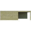 Abri Qube + extension 21,6m² en bois traité autoclave 27mm – Gardenas