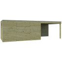 Abri Qube + extension 21,6m² en bois traité autoclave 27mm – Gardenas