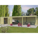 Abri Qube + extension 30,6m² en bois traité autoclave 27mm – Gardenas