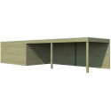 Abri Qube + extension 30,6m² en bois traité autoclave 27mm – Gardenas
