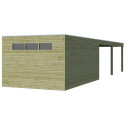 Abri Qube + extension 30,6m² en bois traité autoclave 27mm – Gardenas