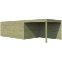 Abri Qube + extension 24,3m² en bois traité autoclave 27mm – Gardenas