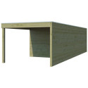 Abri Qube + extension 24,3m² en bois traité autoclave 27mm – Gardenas