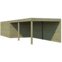 Abri Qube + extension 33m² en bois traité autoclave 27mm – Gardenas
