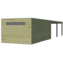 Abri Qube + extension 33m² en bois traité autoclave 27mm – Gardenas