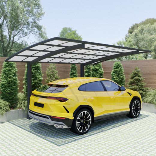 Carport 300x500cm en aluminium gris anthracite H220cm avec 2 poteaux ZEUS - Essency
