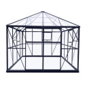 Serre de jardin Duchesse carrée 8,06m² en aluminium laqué noir et verre trempé 4mm - Green Protect