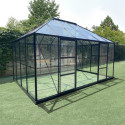 Serre de jardin Duchesse 12m² en aluminium laqué noir et verre trempé 4mm - Green Protect