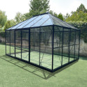 Serre de jardin Duchesse 12m² en aluminium laqué noir et verre trempé 4mm - Green Protect
