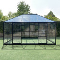 Serre de jardin Duchesse 12m² en aluminium laqué noir et verre trempé 4mm - Green Protect