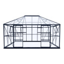 Serre de jardin Duchesse 12m² en aluminium laqué noir et verre trempé 4mm - Green Protect