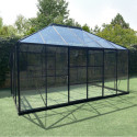 Serre de jardin Duchesse 12m² en aluminium laqué noir et verre trempé 4mm - Green Protect