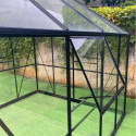 Serre de jardin Duchesse 12m² en aluminium laqué noir et verre trempé 4mm - Green Protect