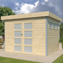 Abri Kasuko S 8,7m² en bois massif 28mm avec profils de coins en aluminium + porte et fenêtre – Gardenas