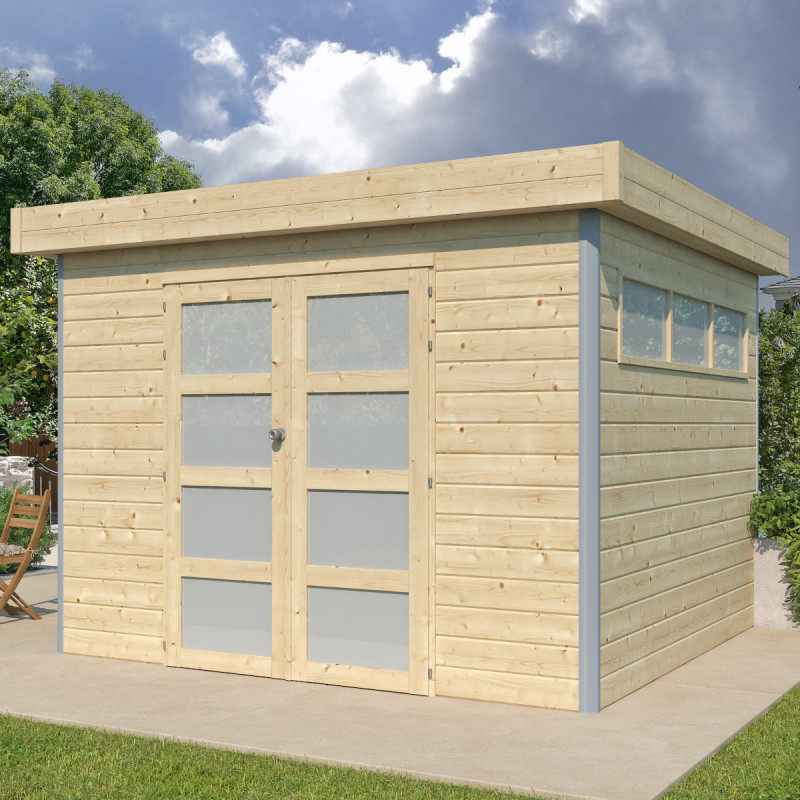 Abri Kasuko S 8,7m² en bois massif 28mm avec profils de coins en aluminium + porte et fenêtre – Gardenas
