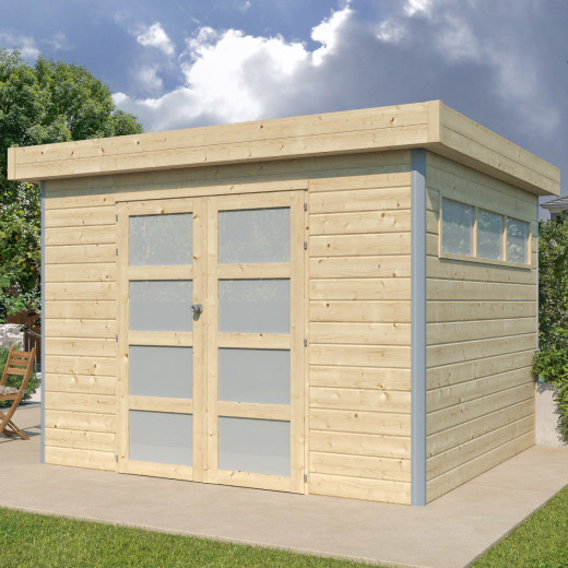 Abri Kasuko S 8,7m² en bois massif 28mm avec profils de coins en aluminium + porte et fenêtre – Gardenas