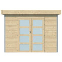 Abri Kasuko S 8,7m² en bois massif 28mm avec profils de coins en aluminium + porte et fenêtre – Gardenas
