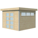 Abri Kasuko S 8,7m² en bois massif 28mm avec profils de coins en aluminium + porte et fenêtre – Gardenas