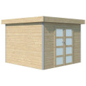 Abri Kasuko S 8,7m² en bois massif 28mm avec profils de coins en aluminium + porte et fenêtre – Gardenas