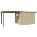 Abri Kasuko S 8,7m² + extension 285cm en bois massif 28mm avec profils de coins en aluminium + porte et fenêtre – Gardenas