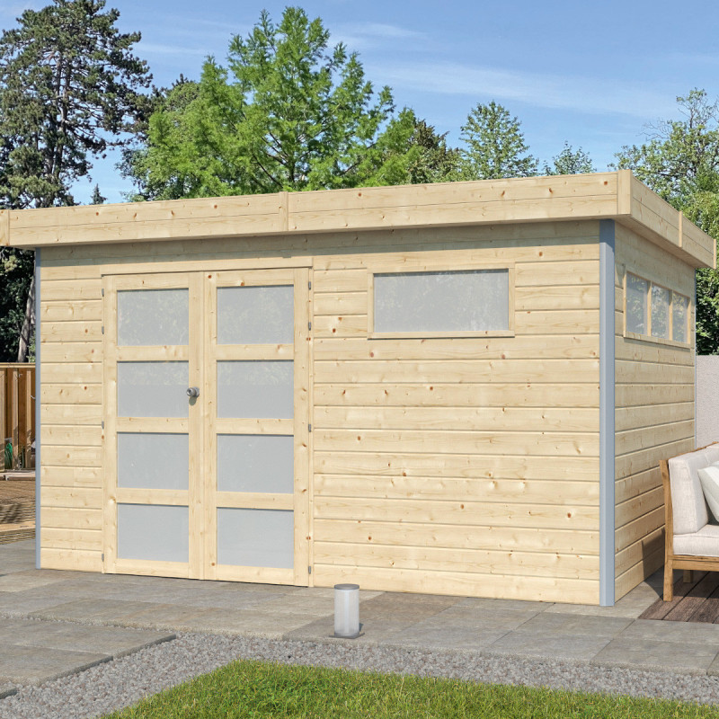 Abri Kasuko M 11,36m² en bois massif 28mm + porte et 2 fenêtres – Gardenas