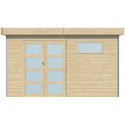 Abri Kasuko M 11,36m² en bois massif 28mm + porte et 2 fenêtres – Gardenas
