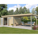 Abri Kasuko M 11,36m² + extension 400cm + porte et 2 fenêtres – Gardenas