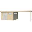 Abri Kasuko M 11,36m² + extension 400cm + porte et 2 fenêtres – Gardenas