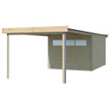 Abri Kasuko M 11,36m² + extension 400cm + porte et 2 fenêtres – Gardenas