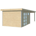 Abri Kasuko M 11,36m² + extension 400cm + porte et 2 fenêtres – Gardenas
