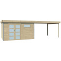 Abri Kasuko M 11,36m² + extension 400cm + porte et 2 fenêtres – Gardenas