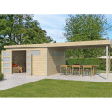 Abri Kasuko L 14,82m² + extension 400cm + porte et 2 fenêtres – Gardenas