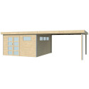 Abri Kasuko L 14,82m² + extension 400cm + porte et 2 fenêtres – Gardenas