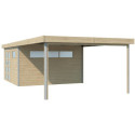 Abri Kasuko L 14,82m² + extension 400cm + porte et 2 fenêtres – Gardenas