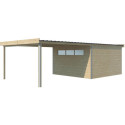 Abri Kasuko L 14,82m² + extension 400cm + porte et 2 fenêtres – Gardenas
