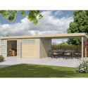 Abri Kasuko XL 14,31m² + extension 400cm + porte et 2 fenêtres – Gardenas