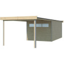 Abri Kasuko XL 14,31m² + extension 400cm + porte et 2 fenêtres – Gardenas