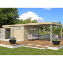 Abri Kasuko XXL 18,67m² + extension en bois massif 28mm + porte et 2 fenêtres – Gardenas